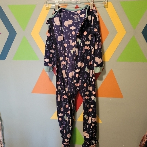 Carter's Girl's Footie Pajamas Blue Winter Wonderland Side Zip Size 4T - Picture 5 of 7